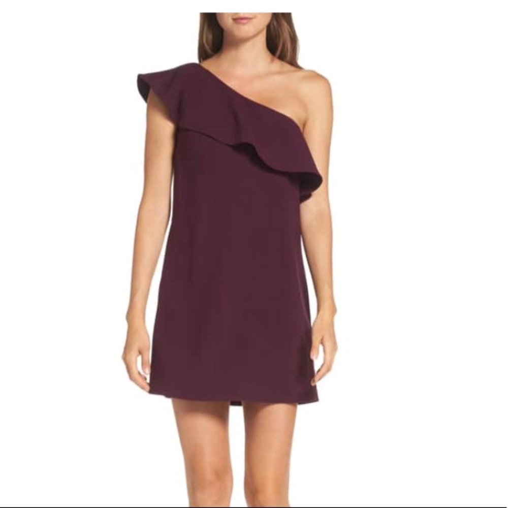 French Connection One Shoulder Plum Mini Dress